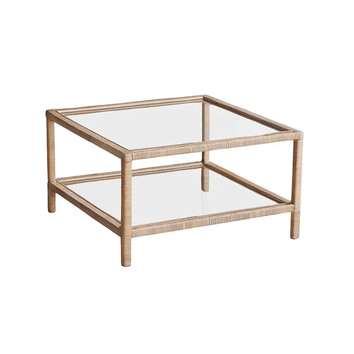 Mesa Ratona Rattan-madera-y-vidrio Natural-beige Vittoria Natural en Madera natural - Mesas de living, Uruguay | Divino, vista 2