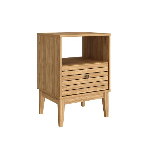 Mesa De Luz 1 Cajon Mdp Patas De Madera Linea Retro - Mesas de luz, Uruguay | Soy Hogar