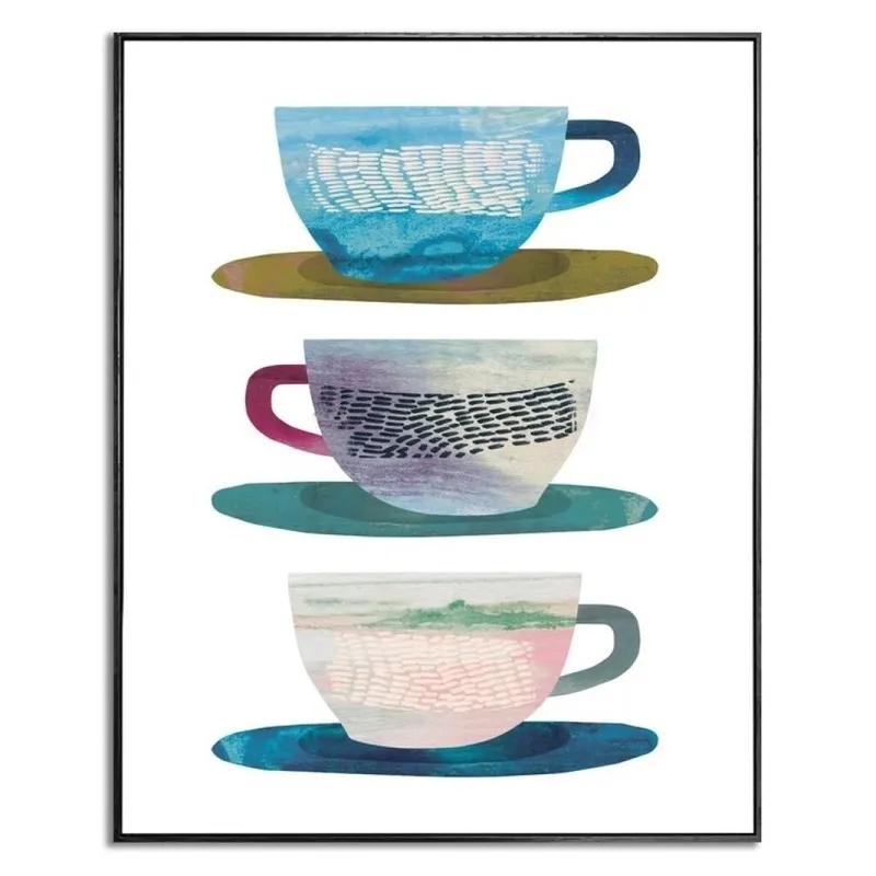 CUADRO CANVAS 40x50cm MARCO TRES TAZAS CAFÉ - Decoración de pared, Uruguay | Decohogar