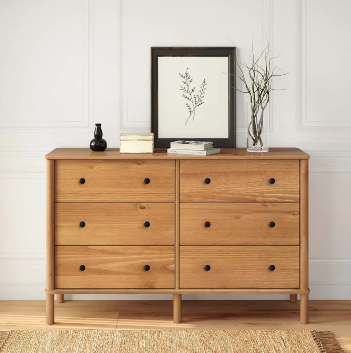 Comoda 6 Cajones Madera Natural-beige Curazao en Madera natural - Cómodas, Uruguay | Divino