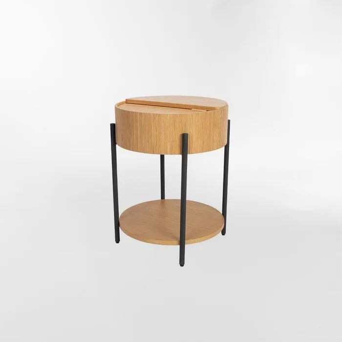 MESA AUXILIAR SLIDES BEIGE CIRCULAR en Madera natural - Mesas de comedor, Uruguay | Viasono, vista 2