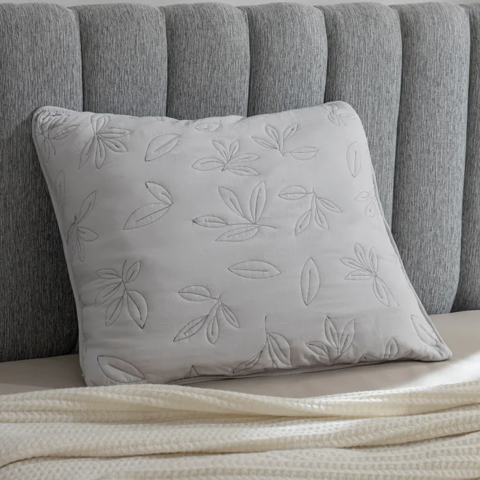 Funda de Almohadón Hojas en Gris - Textiles, Uruguay | Arredo