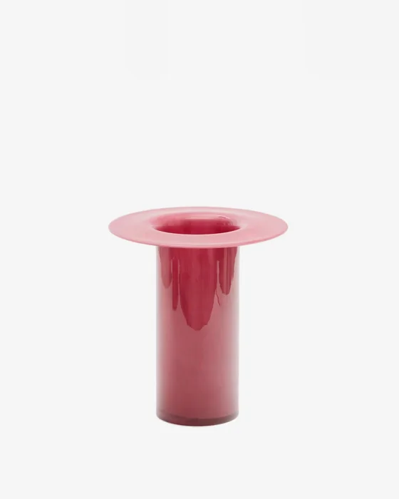 Jarrón Kelse de vidrio rosa 28 cm en Rosa - Jarrones, Uruguay | Kavehome