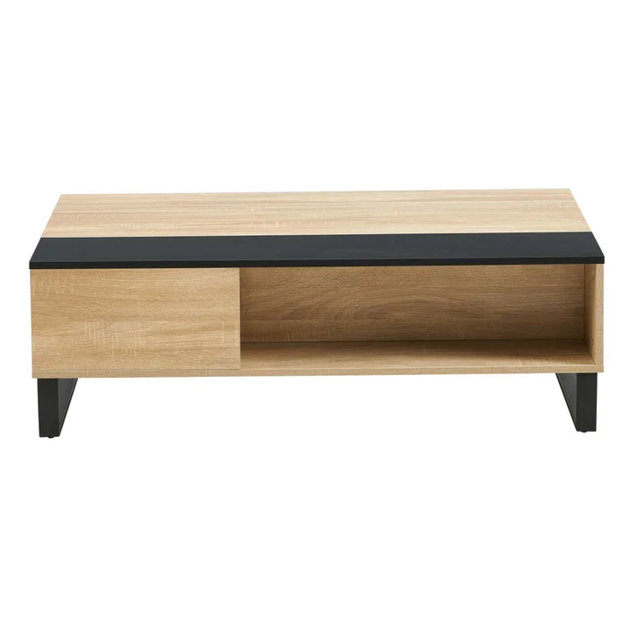 Mesa Ratona Rebatible Mdf-y-metal Negro Enzo Neg/nat en Negro - Mesas de living, Uruguay | Divino, vista 2
