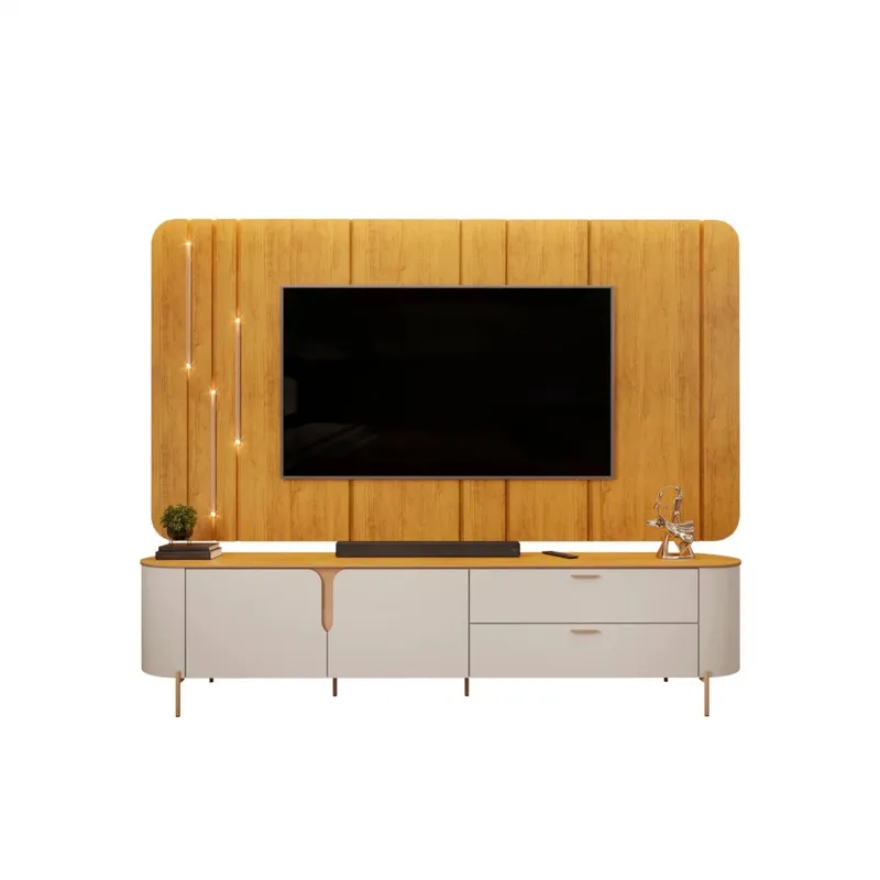 Rack con Panel Celine - Marron en Marrón - Muebles para TV, Uruguay | Ecowood