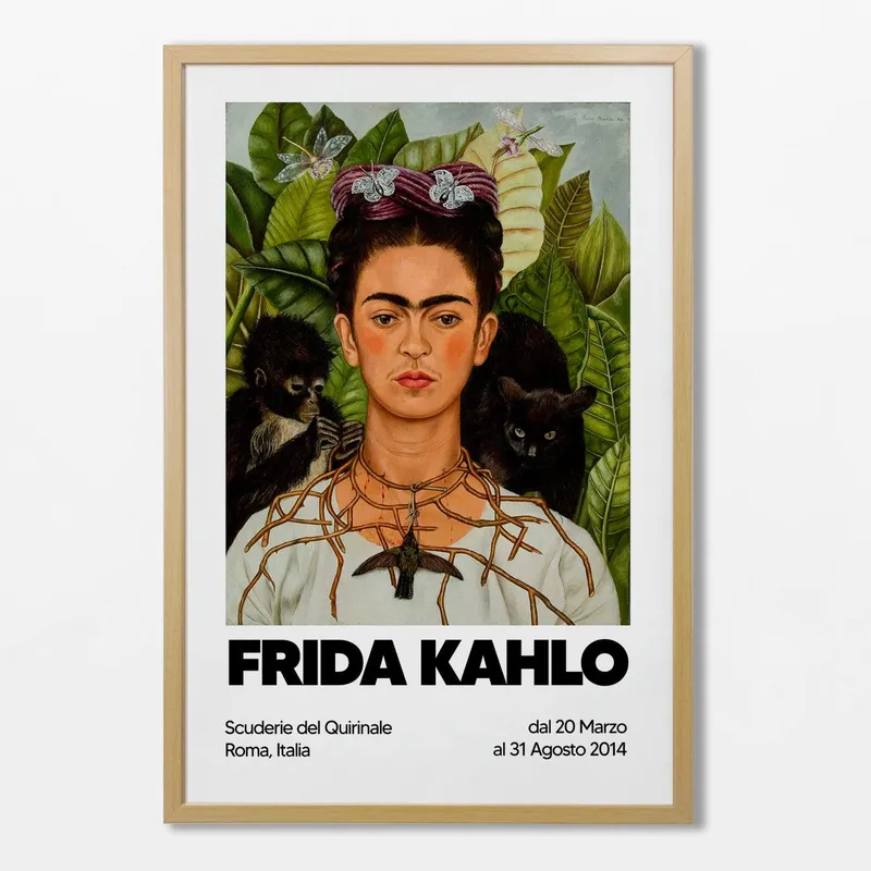 Frida Kahlo - Autorretrato con collar de espinas en Multicolor - Láminas, Uruguay | La Cuadrería