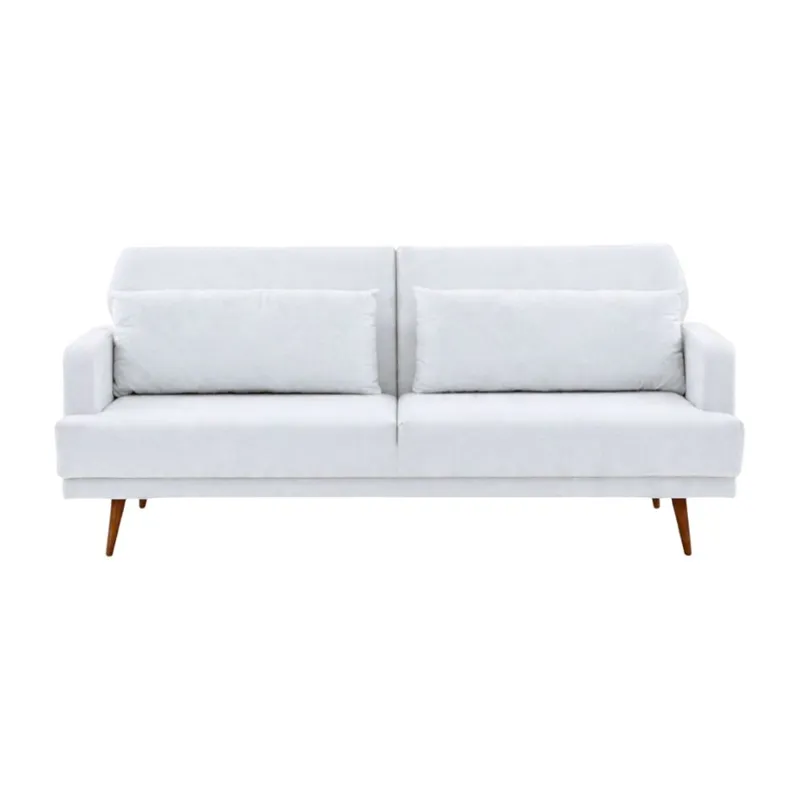 SOFA CAMA NORDICO TELA CLARA - ALMOHADONES BEIGE -PRODUCTO CON DETALLES - OUTLET en Blanco - Sillones y sofás, Uruguay | Champagne Home
