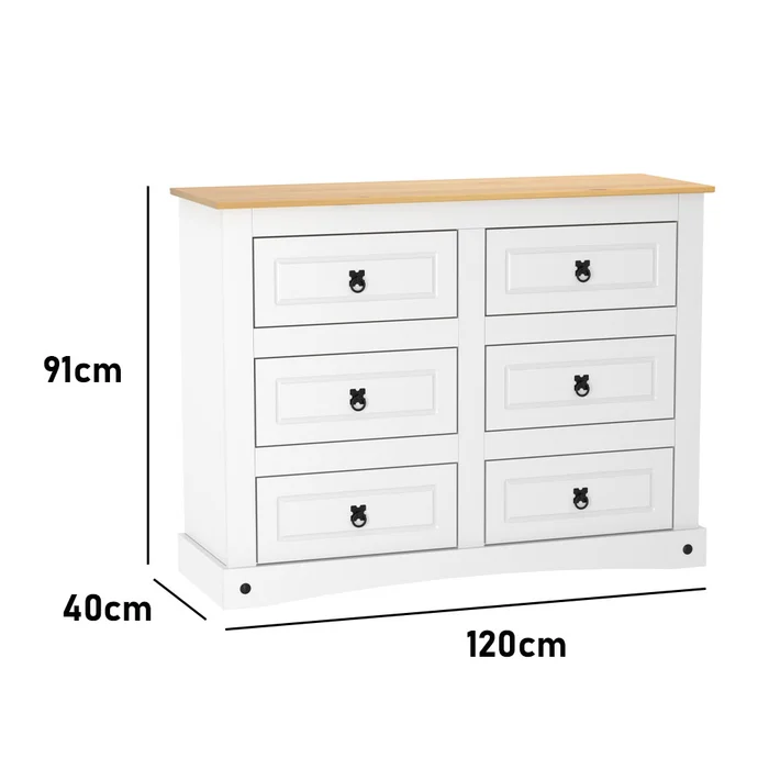 Comoda 6 Cajones Linea Mexicana Cajonera Para Dormitorio E1634 en Blanco - Cómodas, Uruguay | Soy Hogar, vista 4
