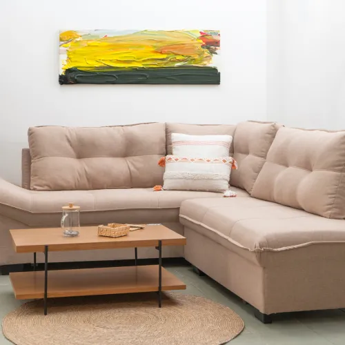 HELLEN- SOFA ESQUINERO VICENZA MARRON CLARO - Sillones y sofás, Uruguay | Alfa Ventas