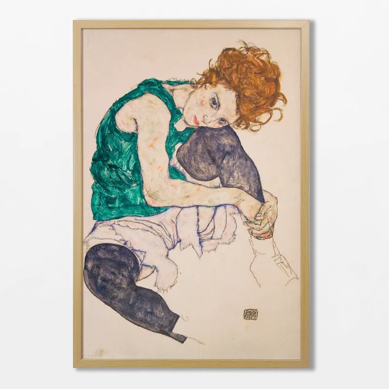 Egon Schiele - Seated Woman with Bent Knees en Multicolor - Láminas, Uruguay | La Cuadrería