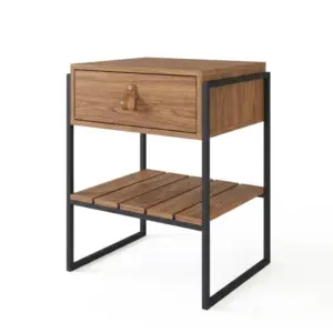 Mesa de Luz James (Olmo/Hierro Negro) en Madera natural - Mesas de luz, Uruguay | Berna home