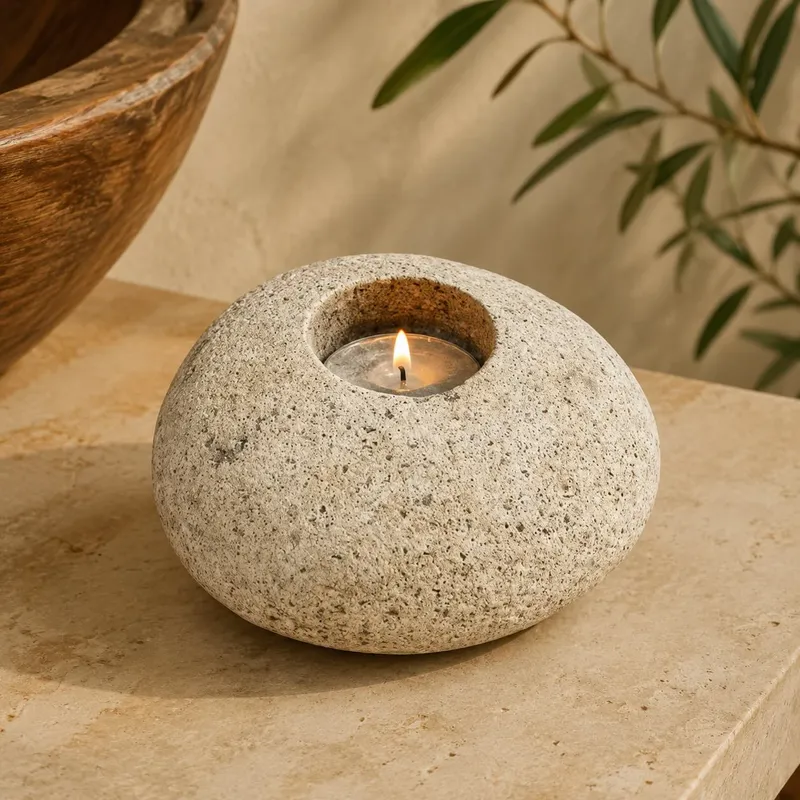 Portavela Piedra Natural en Gris - Decoración, Uruguay | Camino a Casa