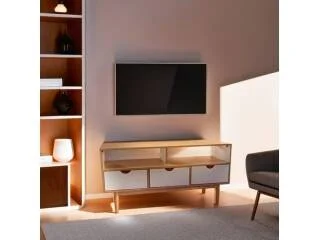 Rack TV 3C Mel/blanco Linea Nordica en Madera Maciza en Madera natural - Muebles para TV, Uruguay | Quesal, vista 4