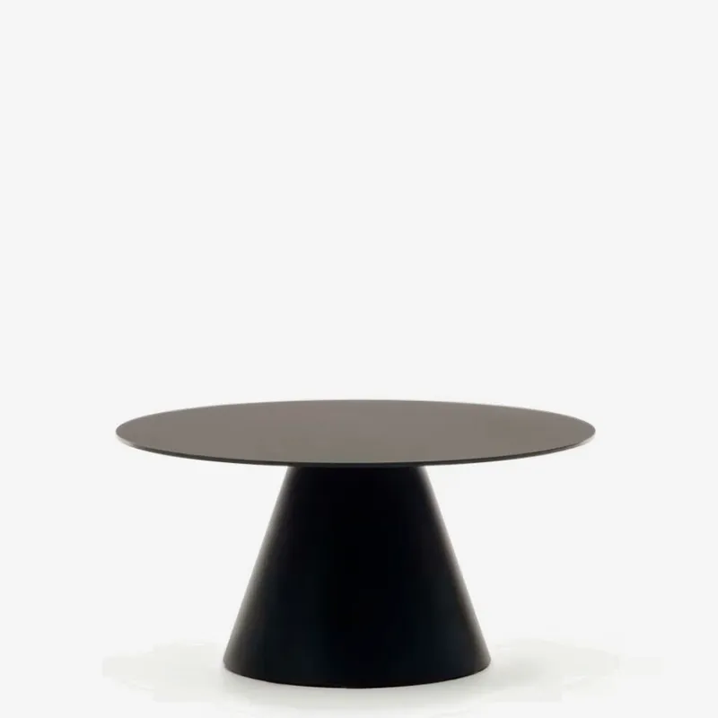 Mesa de centro Wilshire de cristal templado y metal con acabado pintado negro mate Ø 80 cm en Negro - Mesas de living, Uruguay | Kavehome