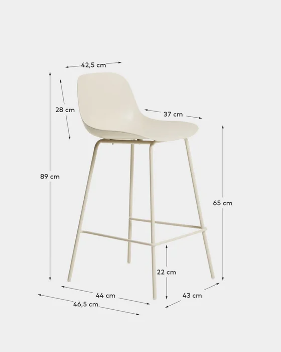Taburete Altea - beige y patas de acero con acabado beige 65 cm en Negro - Butacas, banquetas y puffs, Uruguay | Kavehome, vista 8