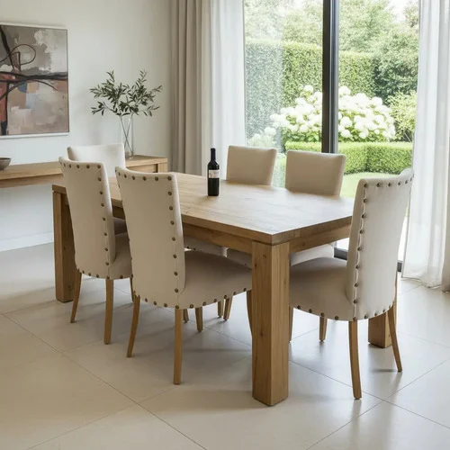 Juego Comedor Madera Maciza 180x90 6 Sillas De Vestir- Ozark A Eleccion en Madera natural - Mesas de comedor, Uruguay | Ozark Home