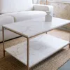 Mesa de Centro Ratona Rectangular Tapa Doble (Mármol y Hierro Dorado) - Mesas de living, Uruguay | Berna home, vista 2 de 5