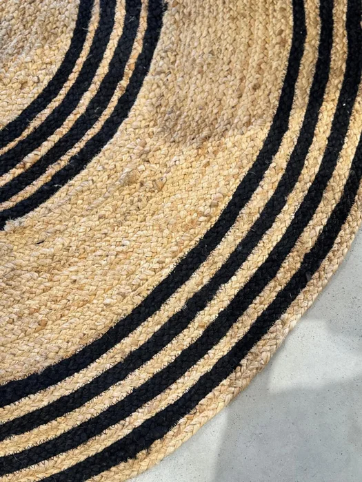 ALFOMBRA YUTE REDONDA CON RAYAS NEGRO en Negro - Alfombras, Uruguay | Masinfinito Casa, vista 2