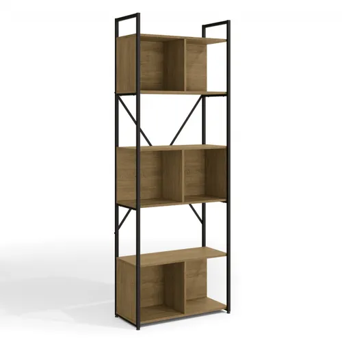 Estantería Alta con estantes 3 nichos Miel y Negro en Multicolor - Bibliotecas, Uruguay | Champagne Home
