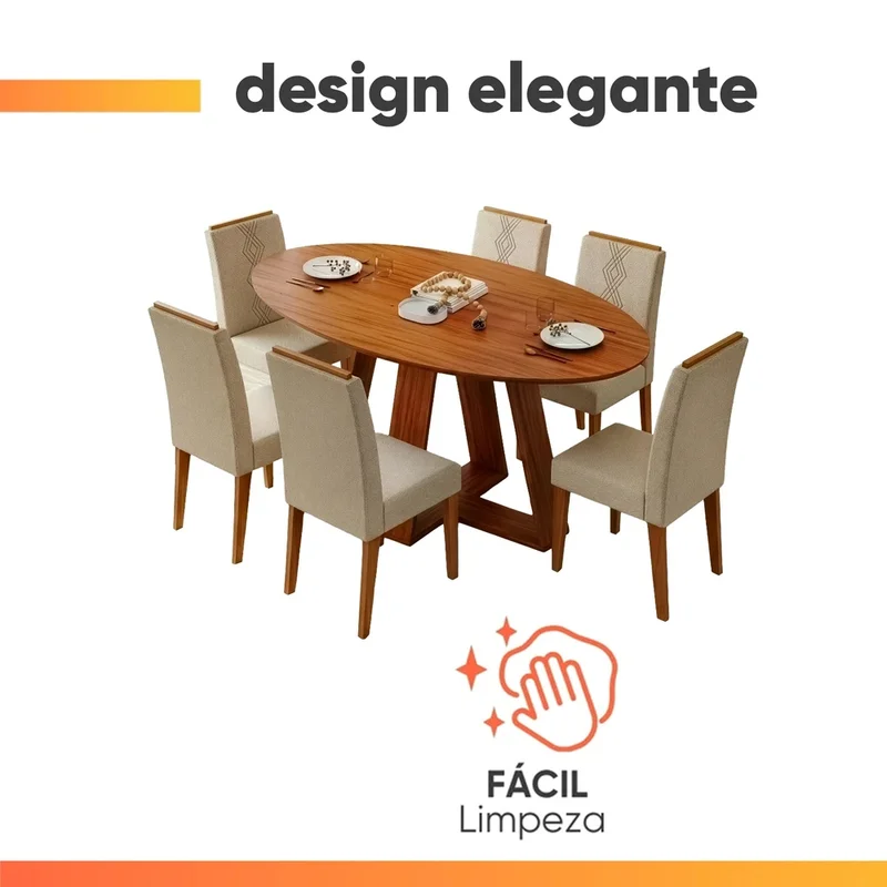JUEGO DE COMEDOR LIA 6 SILLAS TAPIZADAS MDP en FREIJO - Mesas de comedor, Uruguay | Soy Hogar, vista 5