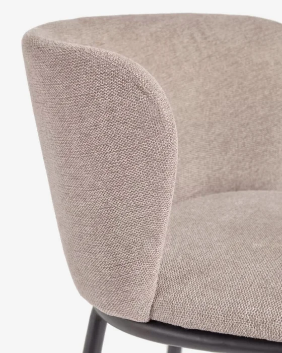 Silla Ciselia - de chenilla marrón claro y acero negro en Beige - Sillas, Uruguay | Kavehome, vista 5