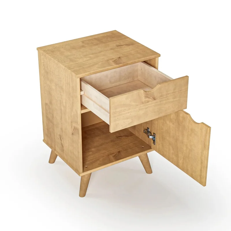 Mesa de luz 1 Cajón 1 Puerta - Linea Berlín - Marrón en Madera natural - Mesas de luz, Uruguay | Ecowood, vista 4