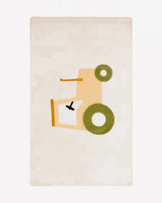 Alfombra Pecky 100% de algodón beige con tractor 90 x 150 cm en Multicolor - Alfombras, Uruguay | Kavehome