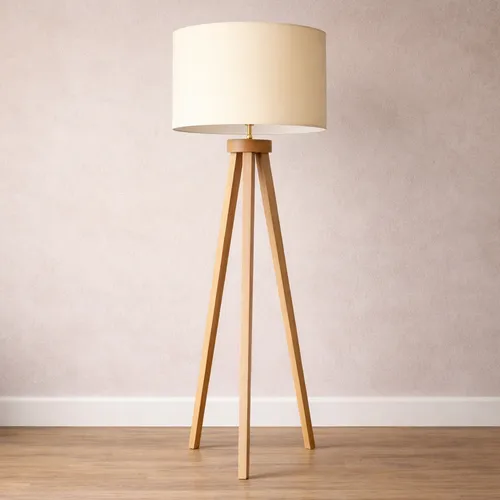 Luminaria de pie "Tripode" en Madera natural - Muebles, Uruguay | Casa Ernesta
