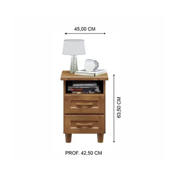 Mesa De Luz 2 Cajones 1 Estante Con Patas 100% Madera en Madera natural - Muebles, Uruguay | Soy Hogar, vista 8