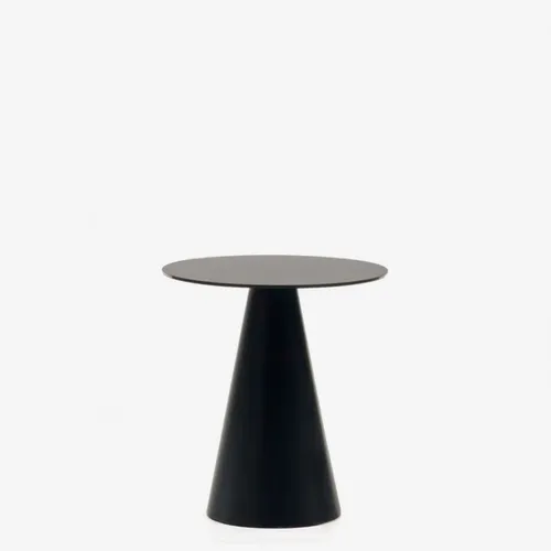 Mesa auxiliar Wilshire de cristal templado y metal con acabado pintado negro mate Ø 50 cm en Negro - Mesas de arrimo, Uruguay | Kavehome
