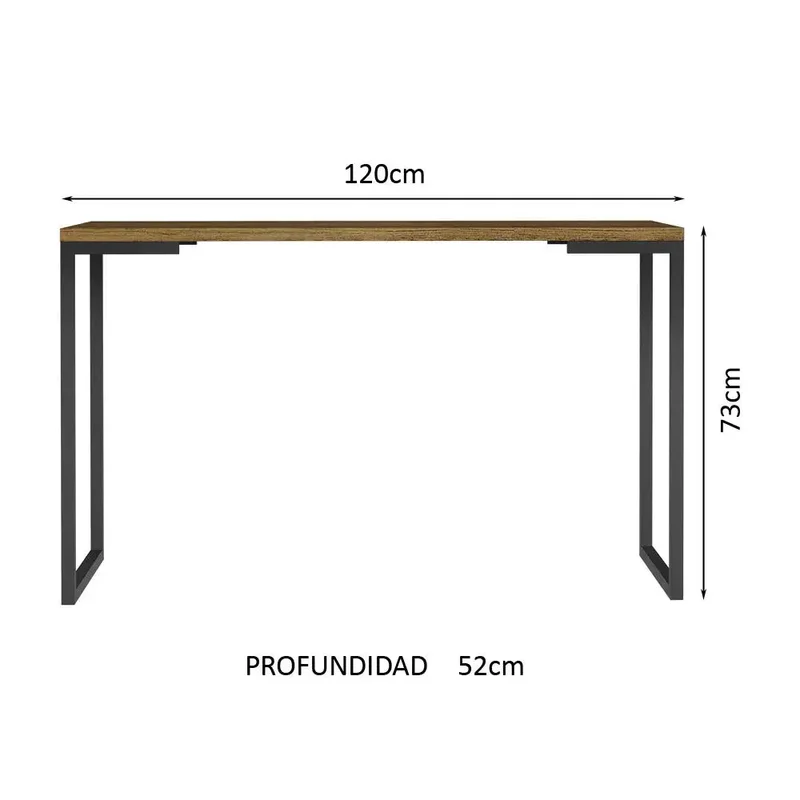 Mesa de escritorio Industrial Madera y Hierro 120cm en Negro - Escritorios, Uruguay | Balton, vista 17