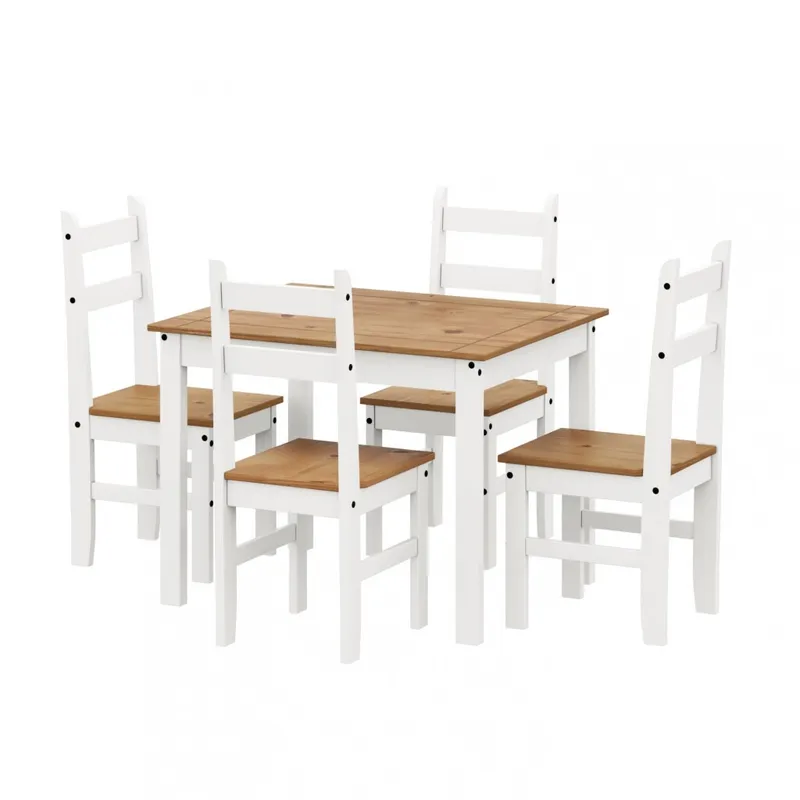 Juego de Comedor Lucia Plus 4 Sillas Madera - Blanco en Blanco - Mesas de comedor, Uruguay | Rústico Hogar