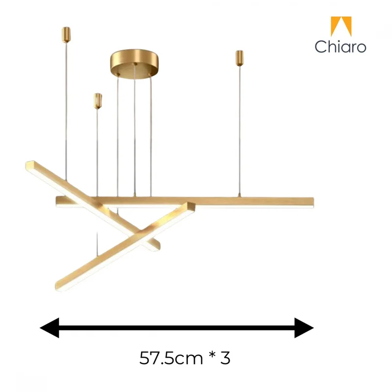 Colgante Led lineal 3 barras 30W Dimerizable - DORADA en Amarillo - Lámparas colgantes, Uruguay | Iluminica, vista 3