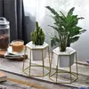 MACETA CERAMICA HEXA C/BASE D17x20CM BLANCO/DORADO en Blanco - Macetas, Uruguay | Koz, vista 3 de 4
