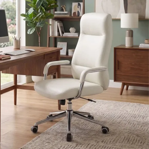 Silla De Escritorio Oficina Cromada 4 Posiciones - Pole - Blanco en Blanco - Sillas de escritorio, Uruguay | Ecowood