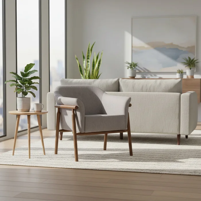 Butaca Lucca - Tela Microfibra - C51 (Castaño) en Beige, Uruguay | NYR, vista 2