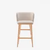 Taburete Ciselia chenilla - beige y madera maciza fresno acabado tono natural 65cm en Beige - Butacas, banquetas y puffs, Uruguay | Kavehome, vista 8 de 10