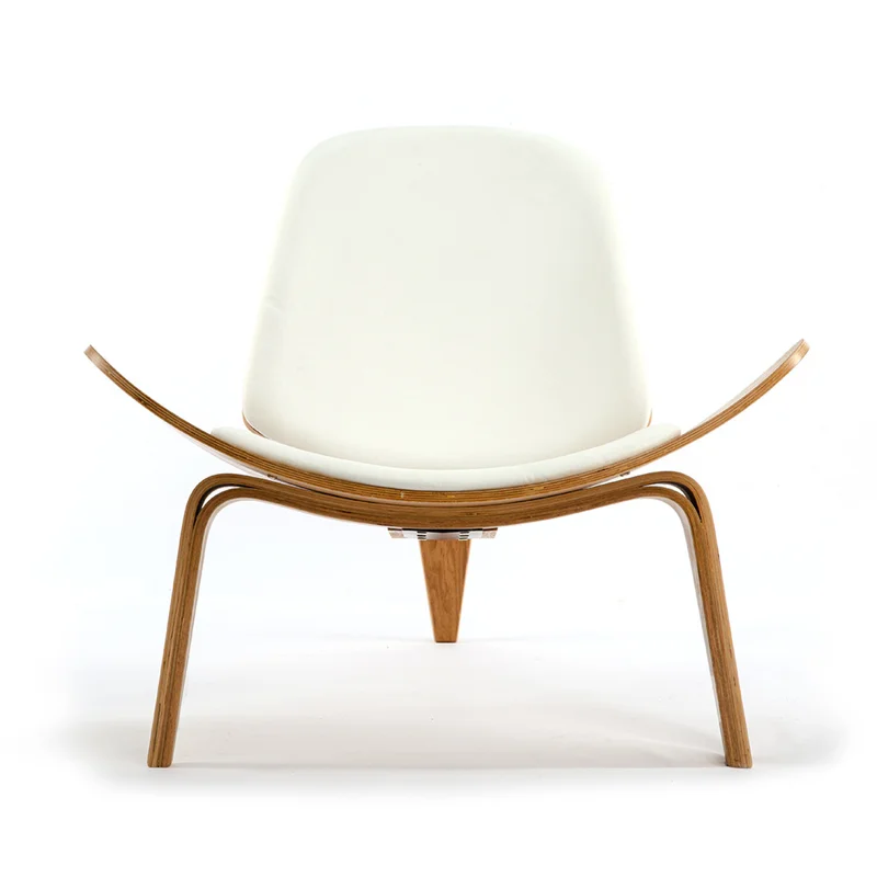 Butaca Shell - Natural y cuero blanco en Blanco, Natural - Butacas, banquetas y puffs, Uruguay | Walnut, vista 3