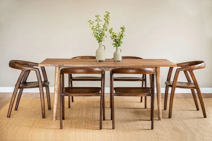 MESA COMEDOR NORDICA - OLMO NATURAL - 1.80 X 0.90 MTS en Madera natural - Mesas de comedor, Uruguay | La Iberica