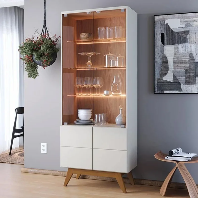 Cristalera Alta Con Puertas De Vidrio Y Luces Led en Blanco - Aparadores y recibidores, Uruguay | Soy Hogar, vista 6