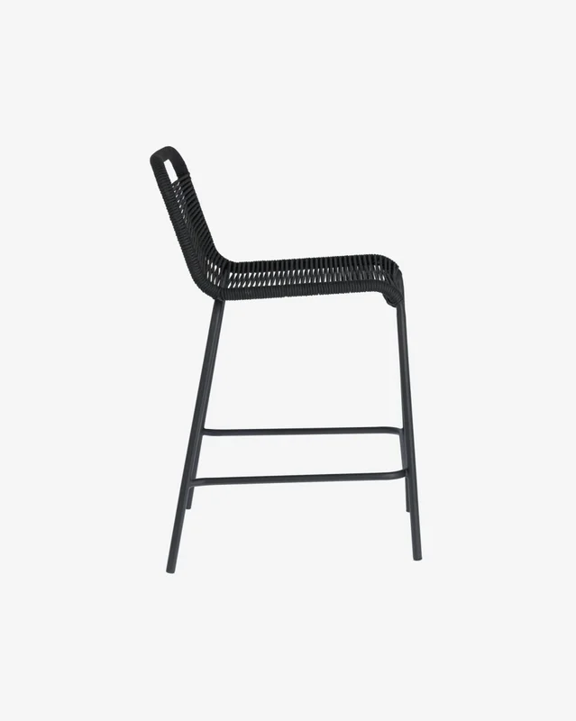 Taburete Lambton de cuerda - negro y acero con acabado negro altura 62 cm en Negro - Butacas, banquetas y puffs, Uruguay | Kavehome, vista 7