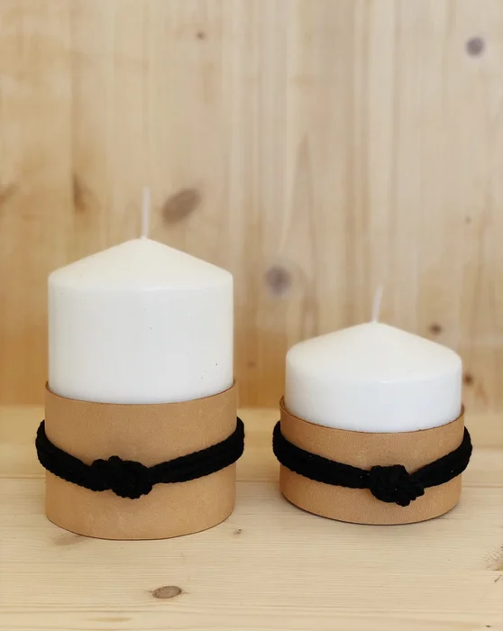 Velones náuticos negro con cuero y macramé – Set x2 en Blanco - Velas y Portavelas, Uruguay | Dreams On Time