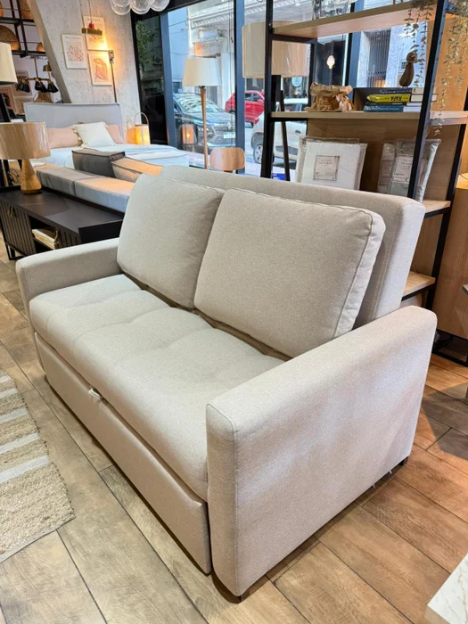 Sofá Cama Dallas 2 Cuerpos 150cm - Beige Aqua Block en Madera natural - Sillones y sofás, Uruguay | Berna Home, vista 7