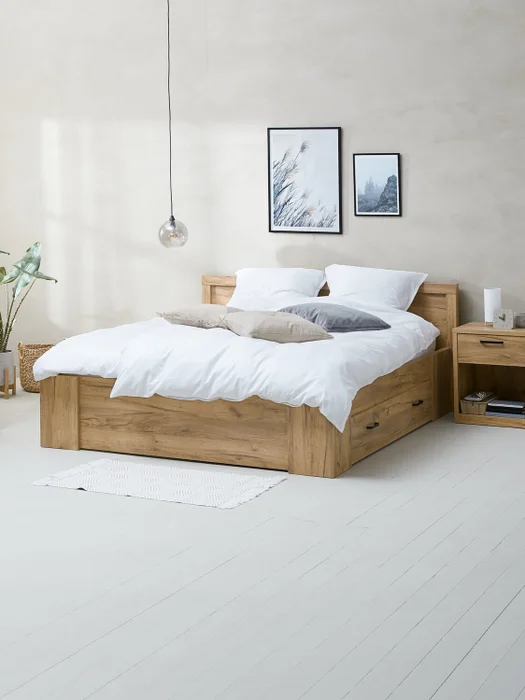 Estructura cama LINTRUP Queen 160x200 roble en Madera natural - Dormitorio, Uruguay | JYSK, vista 4