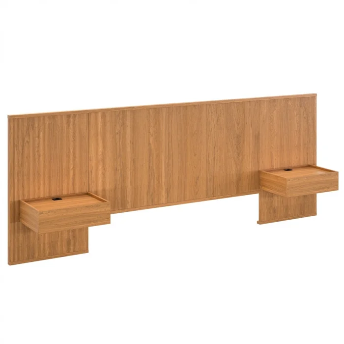 Respaldo King continuo con mesa de luz Chloe - Marrón - Respaldos de cama, Uruguay | Rústico Hogar
