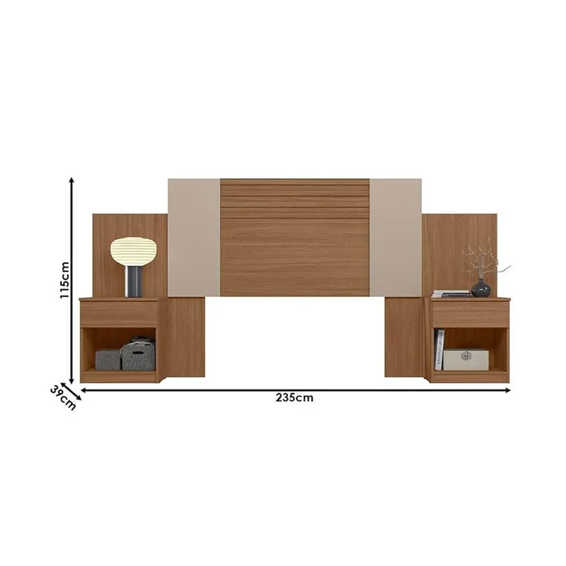 Respaldo Cabecera 2 Plazas Con Mesas De Luz 1 Cajon en CARVALHO FENDI - Respaldos de cama, Uruguay | Soy Hogar, vista 3