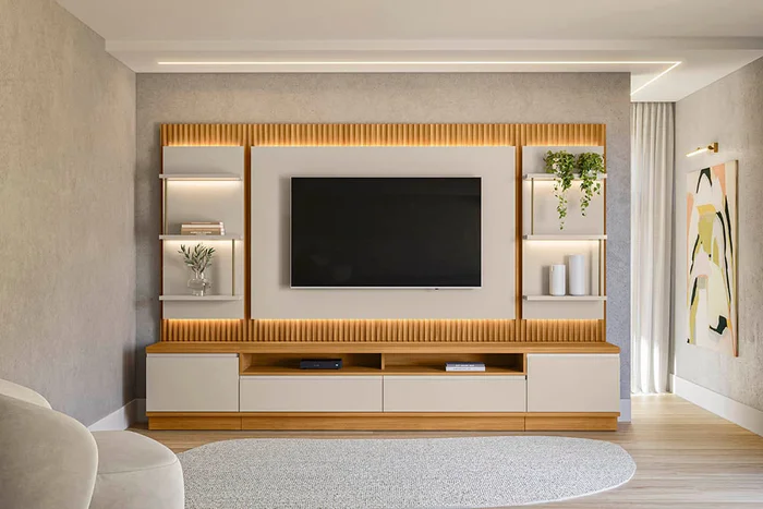 Rack con Panel Modular Sao Paulo Completo con Led MDF/MDP en Tauari - Muebles para TV, Uruguay | Balton, vista 15