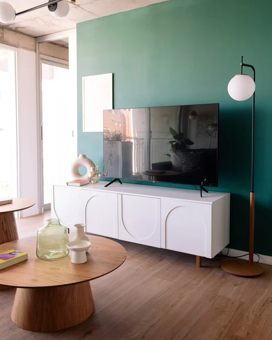 Rack Arco 160cm - Blanco en Madera natural - Muebles para TV, Uruguay | Berna Home, vista 5