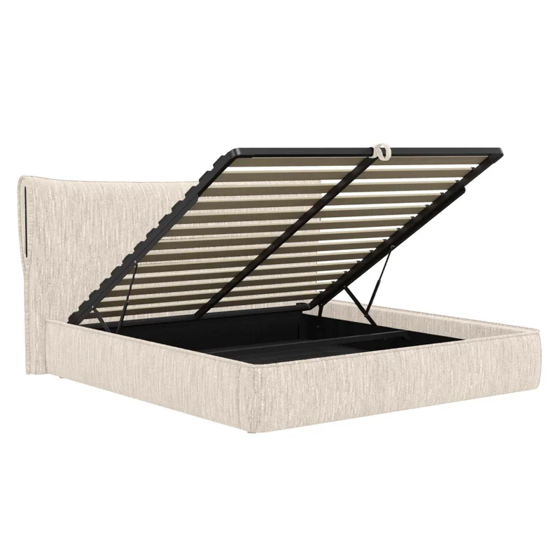 Cama C/baúl Queen Madera-y-tela Natural-beige Zafiro en Beige - Dormitorio, Uruguay | Divino, vista 3