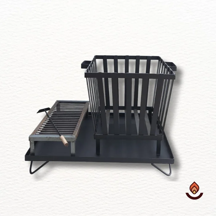 Quemador de Jardín Cubo con Base XL y Parrilla en Negro - Muebles para el exterior, Uruguay | Quemadores de Jardín